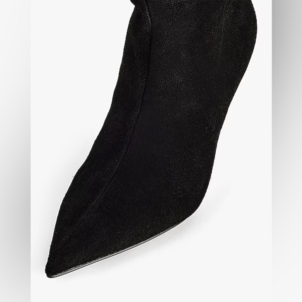 Brian Atwood x Express Suede Slouch Thin Heeled Boots - Picture 3 of 4